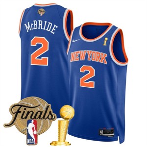 New Yok Knicks 2 Miles McBride Blue 2026 Finals & Champions Patches Jersey New Yok Knicks 2 Miles McBride Blue 2026 Finals & Champions Patches Jersey