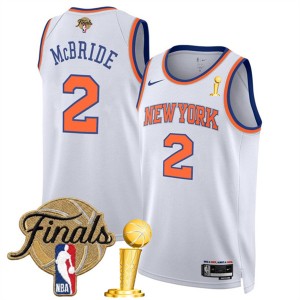 New Yok Knicks 2 Miles McBride White 2026 Finals & Champions Patches Jersey New Yok Knicks 2 Miles McBride White 2026 Finals & Champions Patches Jersey