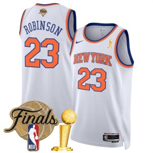 New Yok Knicks 23 Mitchell Robinson White 2026 Finals & Champions Patches Jersey New Yok Knicks 23 Mitchell Robinson White 2026 Finals & Champions Patches Jersey