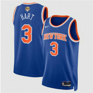 New Yok Knicks 3 Josh Hart Blue 2026 Finals Patch Icon Edition Men Jersey