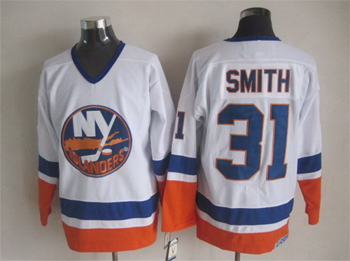 New York Islanders #31 Billy Smith White Throwback CCM Jersey New York Islanders #31 Billy Smith White Throwback CCM Jersey
