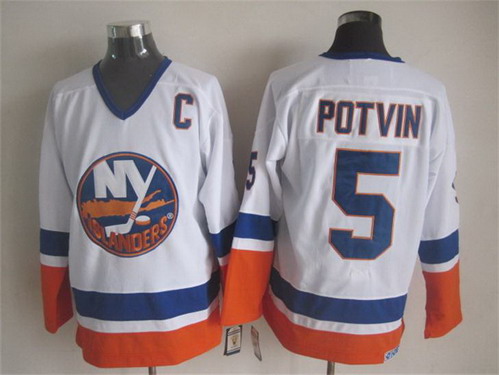 New York Islanders #5 Denis Potvin White Throwback CCM Jersey New York Islanders #5 Denis Potvin White Throwback CCM Jersey