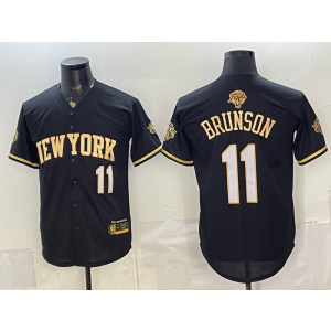 New York Knicks 11 Brunson Black Gold Champion Baseball Vapor Limited Men Jersey New York Knicks 11 Brunson Black Gold Champion Baseball Vapor Limited Men Jersey