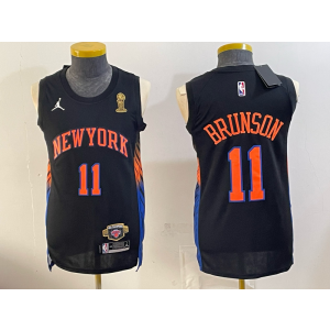 New York Knicks 11 Brunson Black Gold Champion Men Jersey