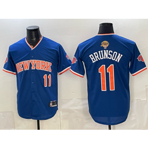 New York Knicks 11 Brunson Blue Finals Baseball Vapor Limited Men Jersey 1