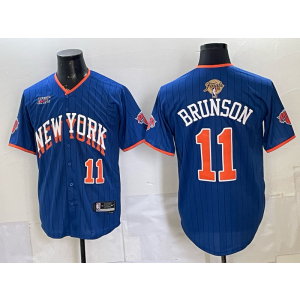 New York Knicks 11 Brunson Blue Finals Baseball Vapor Limited Men Jersey