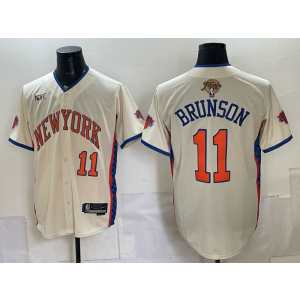 New York Knicks 11 Brunson Cream Finals Baseball Vapor Limited Men Jersey New York Knicks 11 Brunson Cream Finals Baseball Vapor Limited Men Jersey