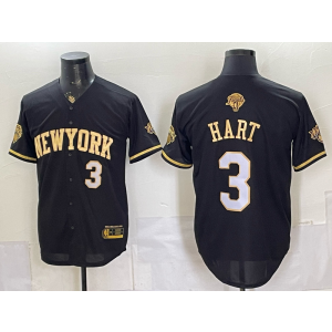 New York Knicks 3 Hart Black Gold Finals Baseball Vapor Limited Men Jersey