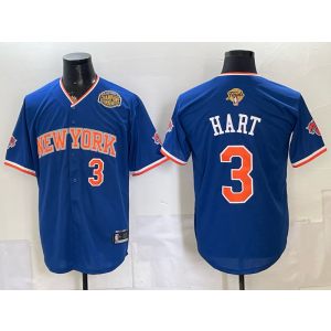 New York Knicks 3 Hart Blue Champion Finals Baseball Vapor Limited Men Jersey