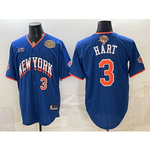 New York Knicks 3 Hart Blue Finals & Champion Baseball Vapor Limited Men Jersey