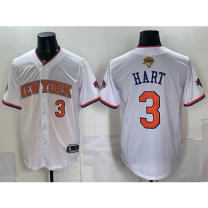 New York Knicks 3 Hart White Finals Baseball Vapor Limited Men Jersey