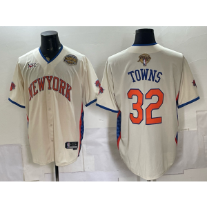 New York Knicks 32 Towns Cream Finals & Champion Baseball Vapor Limited Men Jersey New York Knicks 32 Towns Cream Finals & Champion Baseball Vapor Limited Men Jersey