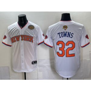 New York Knicks 32 Towns White Finals & Champion Baseball Vapor Limited Men Jersey New York Knicks 32 Towns White Finals & Champion Baseball Vapor Limited Men Jersey