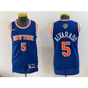 New York Knicks 5 Alvarado Blue Finals Men Jersey New York Knicks 5 Alvarado Blue Finals Men Jersey