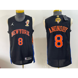 New York Knicks 8 Anunoby Black Finals & Champions Men Jersey