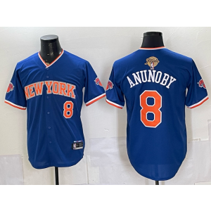 New York Knicks 8 Anunoby Blue Finals Baseball Vapor Limited Men Jersey New York Knicks 8 Anunoby Blue Finals Baseball Vapor Limited Men Jersey