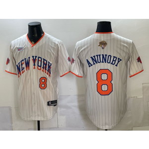 New York Knicks 8 Anunoby Cream Finals Baseball Vapor Limited Men Jersey New York Knicks 8 Anunoby Cream Finals Baseball Vapor Limited Men Jersey