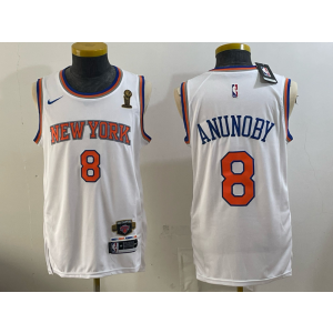 New York Knicks 8 Anunoby White Champion Men Jersey New York Knicks 8 Anunoby White Champion Men Jersey