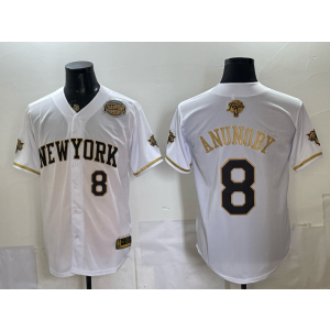 New York Knicks 8 Anunoby White Gold Baseball Vapor Limited Men Jersey New York Knicks 8 Anunoby White Gold Baseball Vapor Limited Men Jersey