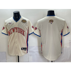 New York Knicks Blank Cream Champion Finals Baseball Vapor Limited Men Jersey