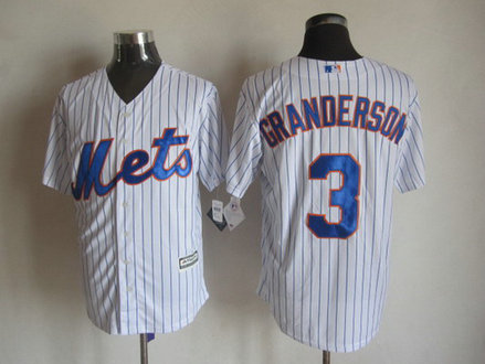 New York Mets #3 Curtis Granderson Home White Pinstripe 2015 MLB Cool Base Jersey New York Mets #3 Curtis Granderson Home White Pinstripe 2015 MLB Cool Base Jersey