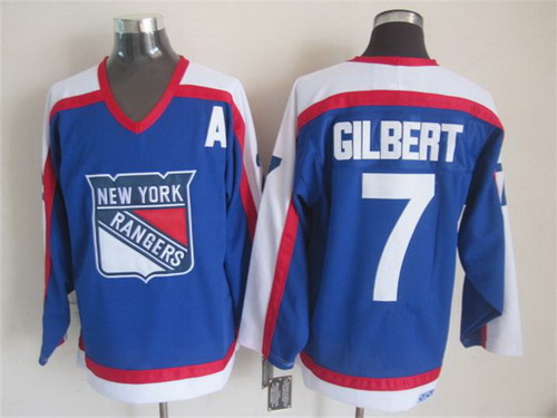 New York Rangers #7 Rod Gilbert Light Blue With White Throwback CCM Jersey New York Rangers #7 Rod Gilbert Light Blue With White Throwback CCM Jersey