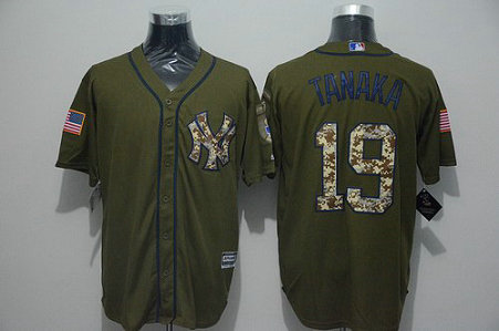 New York Yankees #19 Masahiro Tanaka Green Salute To Service Majestic Baseball Jersey New York Yankees #19 Masahiro Tanaka Green Salute To Service Majestic Baseball Jersey