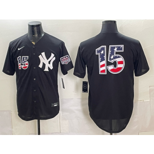 New York Yankees 15 Thurman Munson Black USA 250 Fourth of July Men Jersey