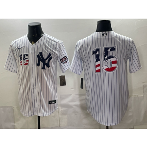 New York Yankees 15 Thurman Munson White USA 250 Fourth of July Cool Base Men Jersey
