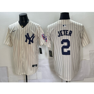 New York Yankees 2 Jeter Cream Men Jersey New York Yankees 2 Jeter Cream Men Jersey