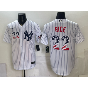 New York Yankees 22 Rice White USA 250 Fourth of July Men Jersey