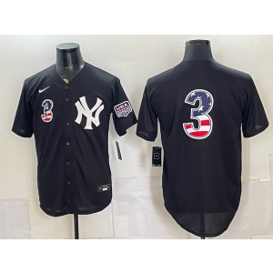 New York Yankees 3 Babe Ruth Black USA 250 Fourth of July Men Jersey