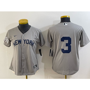 New York Yankees 3 Grey Cool Base Women Jersey