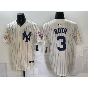 New York Yankees 3 Ruth Cream Men Jersey New York Yankees 3 Ruth Cream Men Jersey