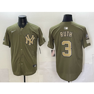 New York Yankees 3 Ruth Salute to Service Cool Base Men Jersey New York Yankees 3 Ruth Salute to Service Cool Base Men Jersey