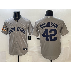 New York Yankees 42 Robinson Grey Cool Base Men Jersey New York Yankees 42 Robinson Grey Cool Base Men Jersey