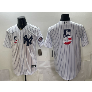 New York Yankees 5 Joe DiMaggio White USA 250 Fourth of July Cool Base Men Jersey