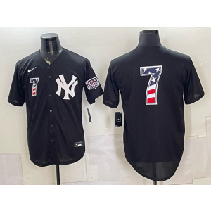 New York Yankees 7 Mickey Mantle Black USA 250 Fourth of July Men Jersey