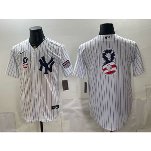 New York Yankees 8 Mickey Mantle White USA 250 Fourth of July Cool Base Men Jersey