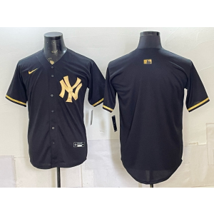 New York Yankees Blank Black Gold Men Jersey