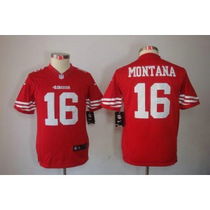 Nike 49ers #16 Joe Montana Red Team Color Youth Embroidered NFL Limited Jersey Nike 49ers #16 Joe Montana Red Team Color Youth Embroidered NFL Limited Jersey