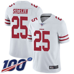 Nike 49ers #25 Richard Sherman White Men's Stitched NFL 100th Season Vapor Limited Jersey Nike 49ers #25 Richard Sherman White Men's Stitched NFL 100th Season Vapor Limited Jersey