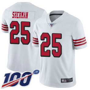 Nike 49ers #25 Richard Sherman White Rush Men's Stitched NFL Limited 100th Season Jersey Nike 49ers #25 Richard Sherman White Rush Men's Stitched NFL Limited 100th Season Jersey