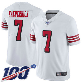 Nike 49ers #7 Colin Kaepernick White Rush Men's Stitched NFL Limited 100th Season Jersey Nike 49ers #7 Colin Kaepernick White Rush Men's Stitched NFL Limited 100th Season Jersey