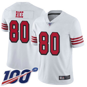 Nike 49ers #80 Jerry Rice White Rush Men's Stitched NFL Limited 100th Season Jersey Nike 49ers #80 Jerry Rice White Rush Men's Stitched NFL Limited 100th Season Jersey