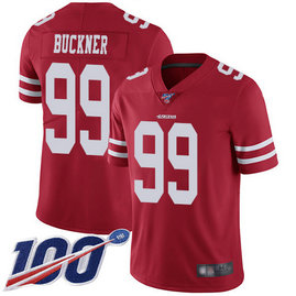 Nike 49ers #99 DeForest Buckner Red Team Color Men's Stitched NFL 100th Season Vapor Limited Jersey Nike 49ers #99 DeForest Buckner Red Team Color Men's Stitched NFL 100th Season Vapor Limited Jersey