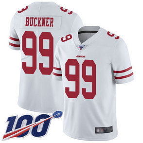 Nike 49ers #99 DeForest Buckner White Men's Stitched NFL 100th Season Vapor Limited Jersey Nike 49ers #99 DeForest Buckner White Men's Stitched NFL 100th Season Vapor Limited Jersey