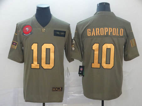 Nike 49ers 10 Jimmy Garoppolo 2019 Olive Gold Salute To Service Limited Jersey Nike 49ers 10 Jimmy Garoppolo 2019 Olive Gold Salute To Service Limited Jersey