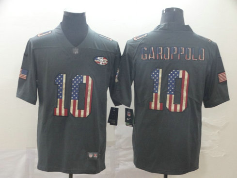 Nike 49ers 10 Jimmy Garoppolo 2019 Salute To Service USA Flag Fashion Limited Jersey Nike 49ers 10 Jimmy Garoppolo 2019 Salute To Service USA Flag Fashion Limited Jersey