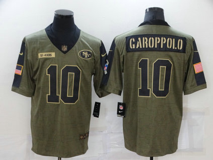 Nike 49ers 10 Jimmy Garoppolo Olive 2021 Salute To Service Limited Jersey Nike 49ers 10 Jimmy Garoppolo Olive 2021 Salute To Service Limited Jersey